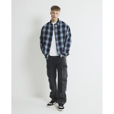Blue Loose Fit Check Shirt