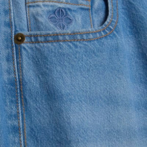 Blue Low Rise Belted Baggy Jeans