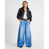 Blue Low Rise Belted Baggy Jeans