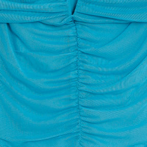 Blue Mesh Notch Bardot Bodysuit