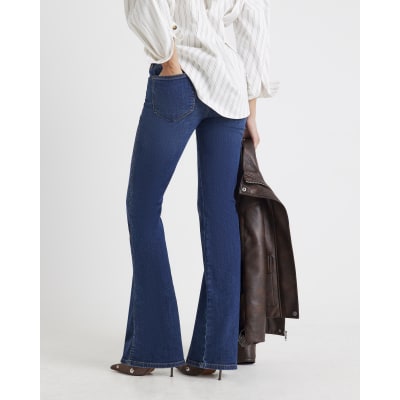 Blue Mid Rise Bootcut Jeans