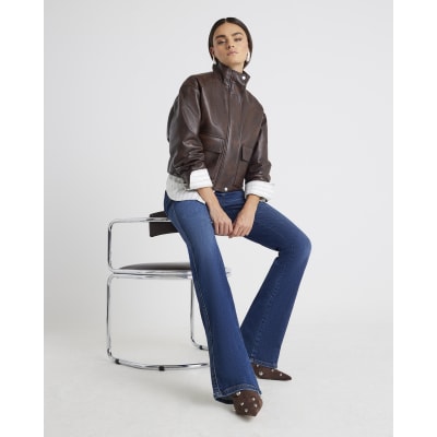 Blue Mid Rise Bootcut Jeans