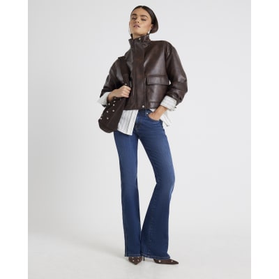 Blue Mid Rise Bootcut Jeans