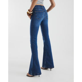 Blue Mid Rise Flared Jeans