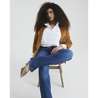 Blue Mid Rise Flared Jeans