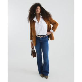 Blue Mid Rise Flared Jeans