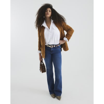 Blue Mid Rise Flared Jeans