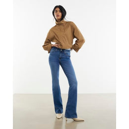 Blue Mid Rise Flared Jeans