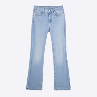 Blue Mid Rise Flared Jeans