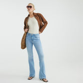 Blue Mid Rise Flared Jeans