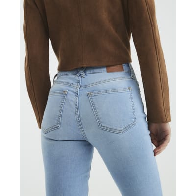 Blue Mid Rise Flared Jeans