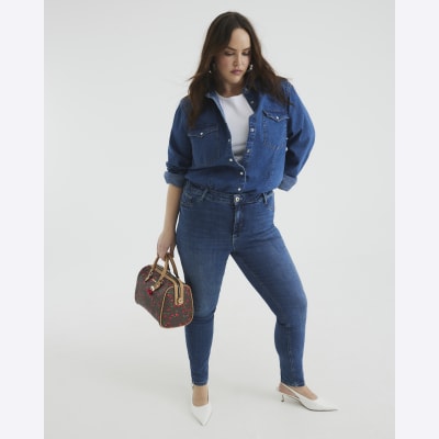 Blue Mid Rise Molly Bum Sculpt Skinny Jeans