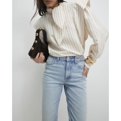 Blue Mid Rise Mom Sculpt Jeans