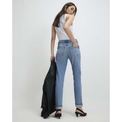 Blue Mid Rise Mom Sculpt Jeans