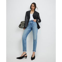 Blue Mid Rise Mom Sculpt Jeans