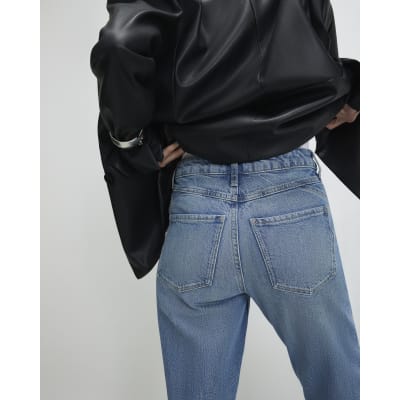 Blue Mid Rise Mom Sculpt Jeans