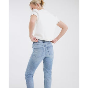 Blue Mid Rise Sculpt Mom Jeans