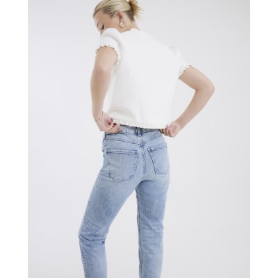 Blue Mid Rise Sculpt Mom Jeans