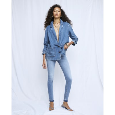 Blue Mid Rise Sculpt Skinny Jeans