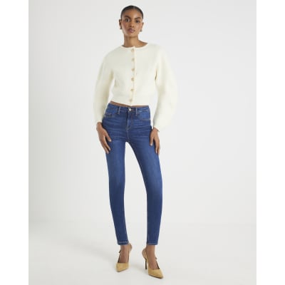 Blue Mid Rise Sculpt Skinny Jeans