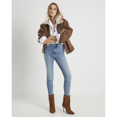 Blue Mid Rise Sculpt Skinny Jeans