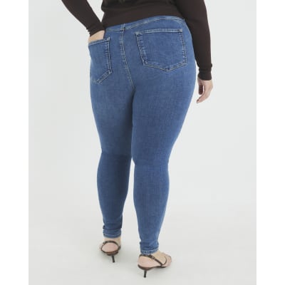 Blue Mid Rise Skinny Jeans