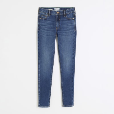 Blue Mid Rise Skinny Jeans