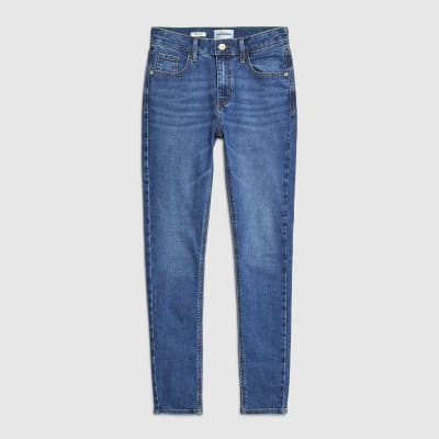 Blue Mid Rise Skinny Jeans