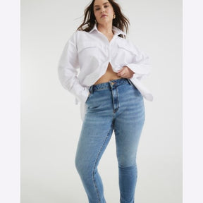 Blue Mid Rise Skinny Jeans
