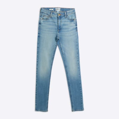 Blue Mid Rise Skinny Jeans