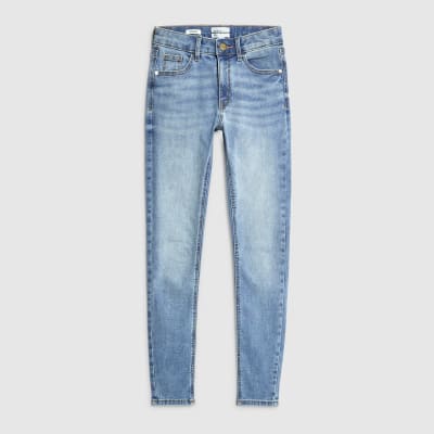Blue Mid Rise Skinny Jeans