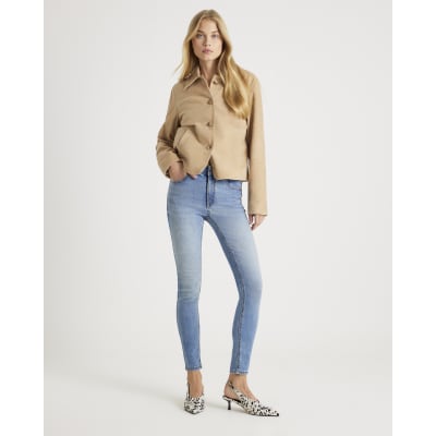 Blue Mid Rise Skinny Jeans
