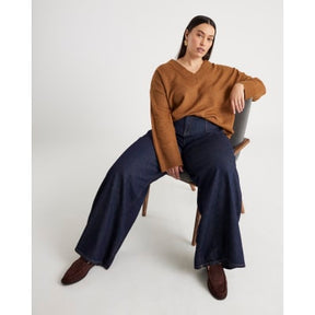 Blue Mid Rise Tailored Wide Leg Jeans