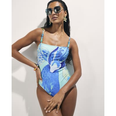 Blue Orchid Print Swimsuit
