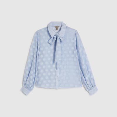 Blue Organza Polka Dot Blouse