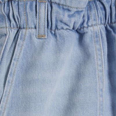 Blue Paper bag Denim Shorts