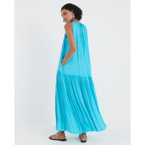 Blue Pleated Maxi Dress