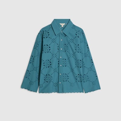 Blue Poplin Broderie Shirt