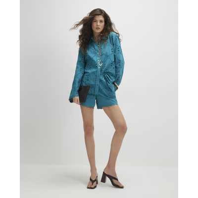 Blue Poplin Broderie Shirt