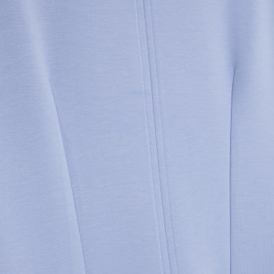 Blue premium High Neck Short Sleeve Top