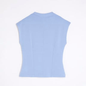 Blue premium High Neck Short Sleeve Top