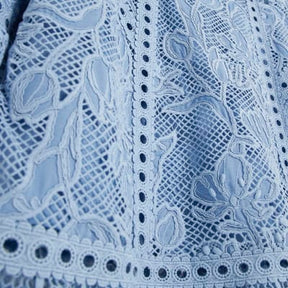 Blue Premium Lace Detail Mini Shift Dress