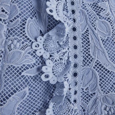 Blue Premium Lace Embroidered Shorts