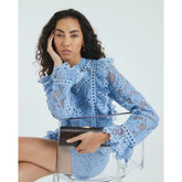 Blue Premium Lace Long Sleeve Top