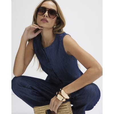 Blue Premium Linen Blend Denim Waistcoat