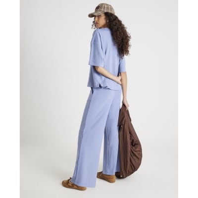 Blue Premium Wide Leg Joggers