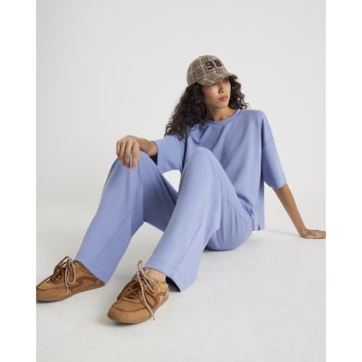 Blue Premium Wide Leg Joggers