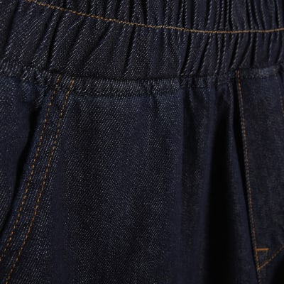 Blue Pull On Barrel Leg Jeans