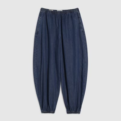 Blue Pull On Cuffed Hareem Jeans