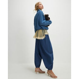 Blue Pull On Cuffed Hareem Jeans